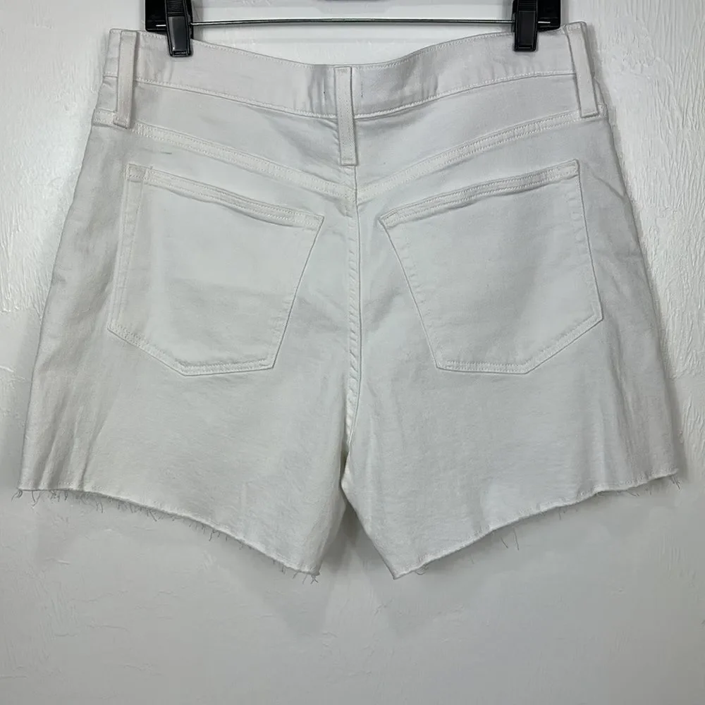 J. Crew White High Waisted Raw Hem Denim Shorts Size 31